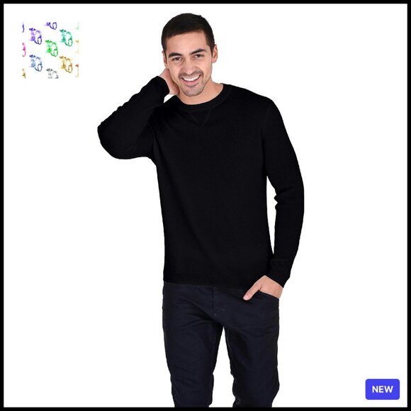 Luxury Cashmere Crewneck Sweater Classic Minimal Elegant Mens Pullover Knit